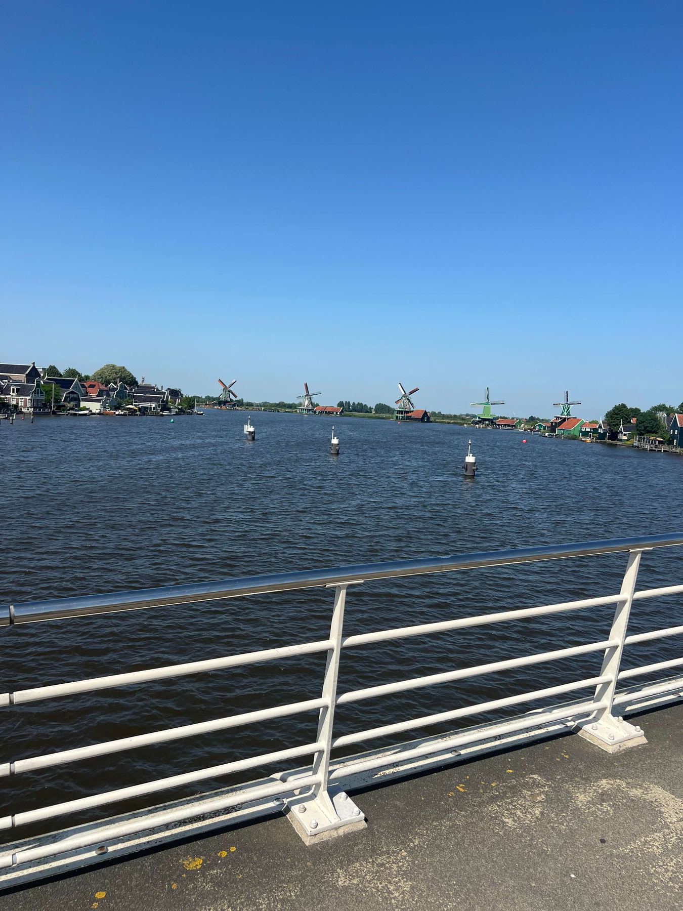 Zaanse Schans Arrival View From the Julianabrug Windmill row at Zaanse Schans seen from the Julianabrug on the station walking route