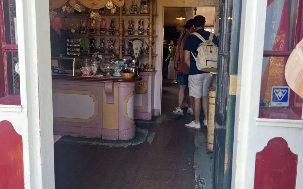 Small traditional shop with shelves of souvenirs at Zaanse Schans