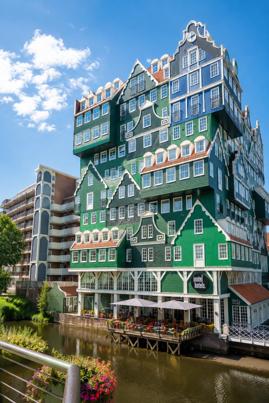 Zaandam Skyline with Stacked-House Architecture Zaandam waterfront skyline featuring stacked traditional-style house architecture